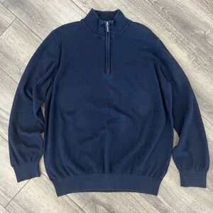 L.L. Bean Men's Navy Quarter-Zip Cashmere Blend Pullover Sweater XL Reg Casual